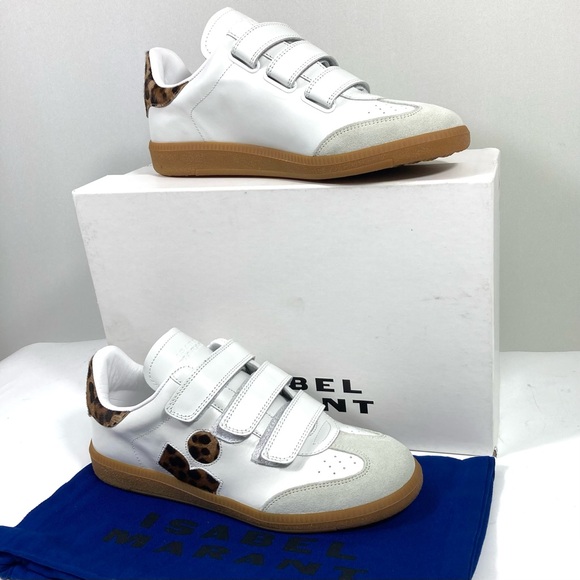 Isabel Marant Beth Low Top Sneaker White Leopard EU 37 NEW - Picture 3 of 17